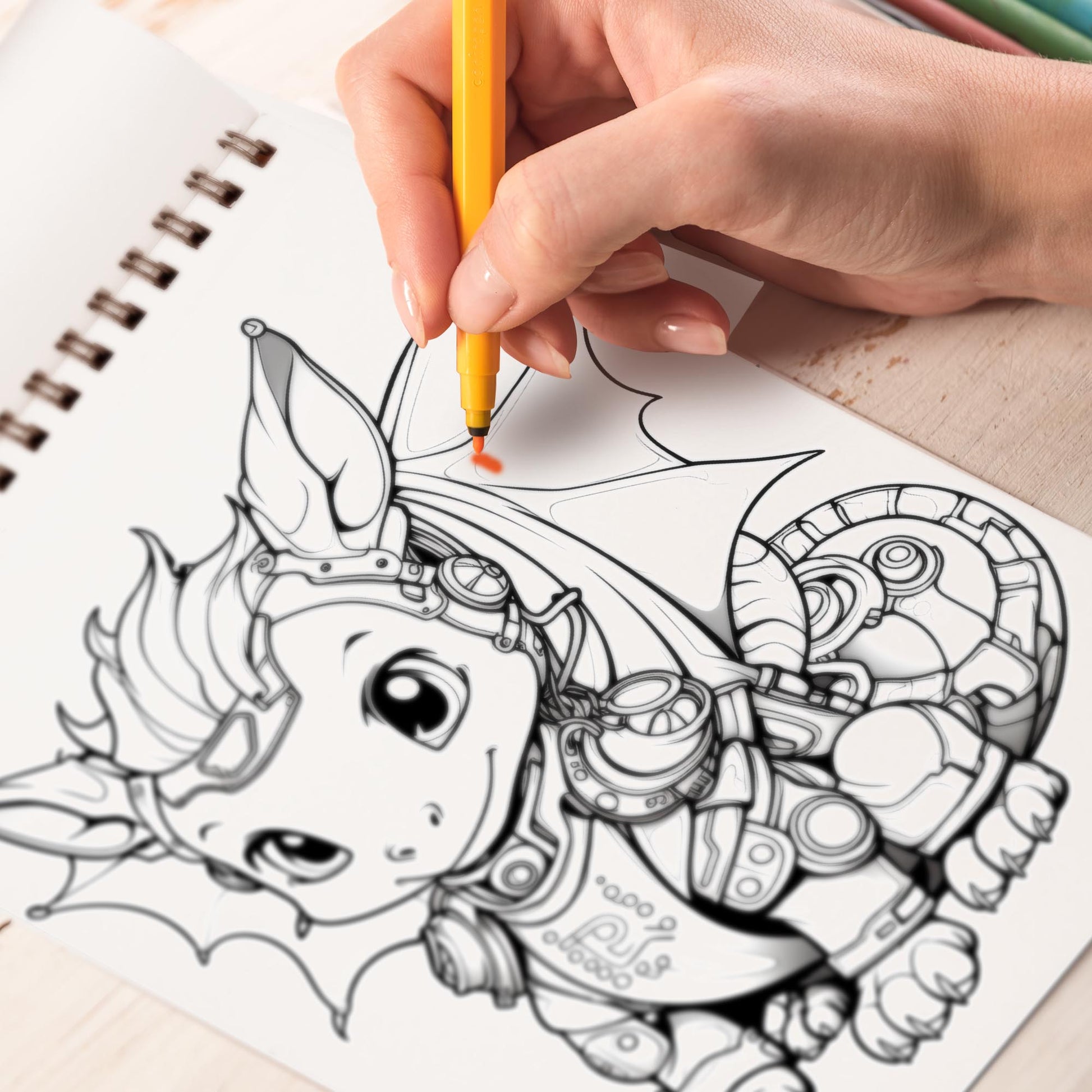 Baby Steampunk Dragon Spiral Bound Coloring Book: 30 Whimsical Coloring Pages of Baby Steampunk Dragons