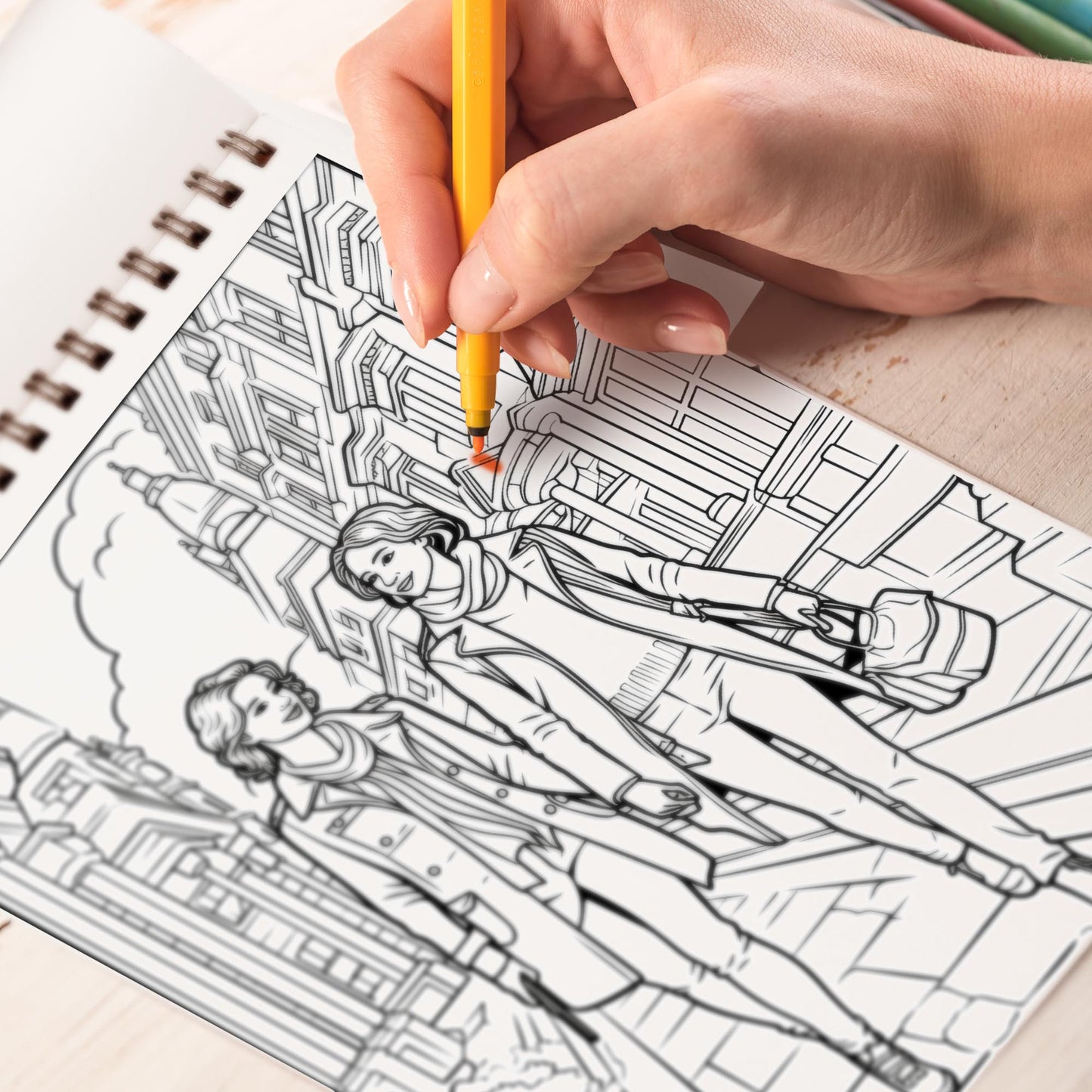 Painted With Her Love Spiral Bound Coloring Book: 30 Captivating Coloring Scenes of Devoted Couples