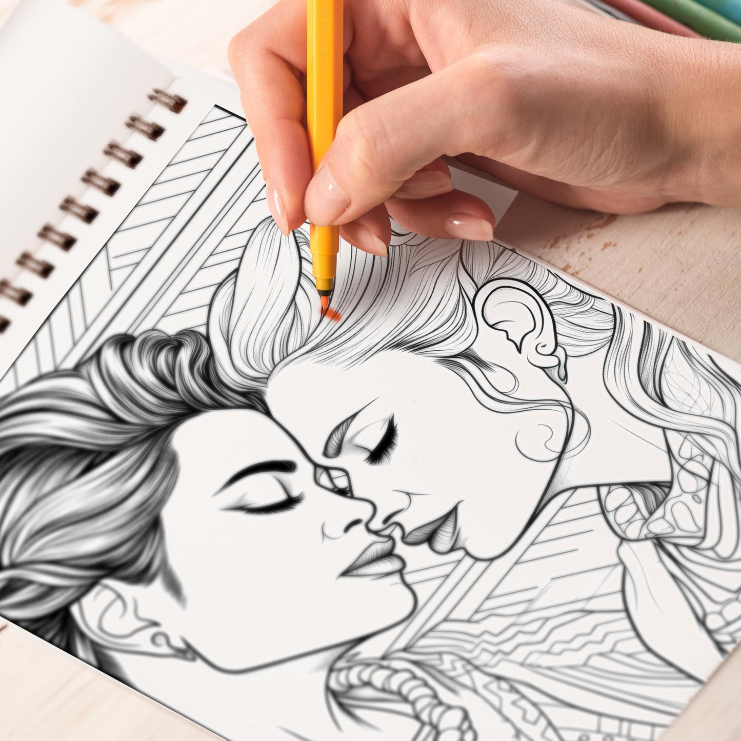 Endless Lesbian Love Spiral Bound Coloring Book: 30 Charming Pages Filled with Timeless Moments of Lesbian Love