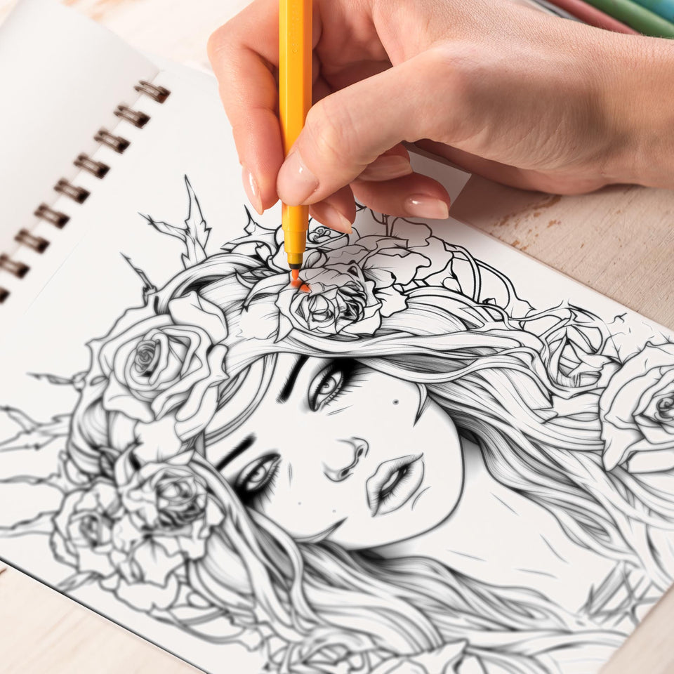 Gruesome Glamour Spiral-Bound Coloring Book: 30 Gruesome Glamour Coloring Pages, Offering a Captivating and Spooky Coloring Experience