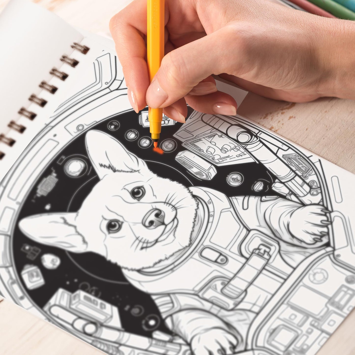Corgi In Space Coloring Book