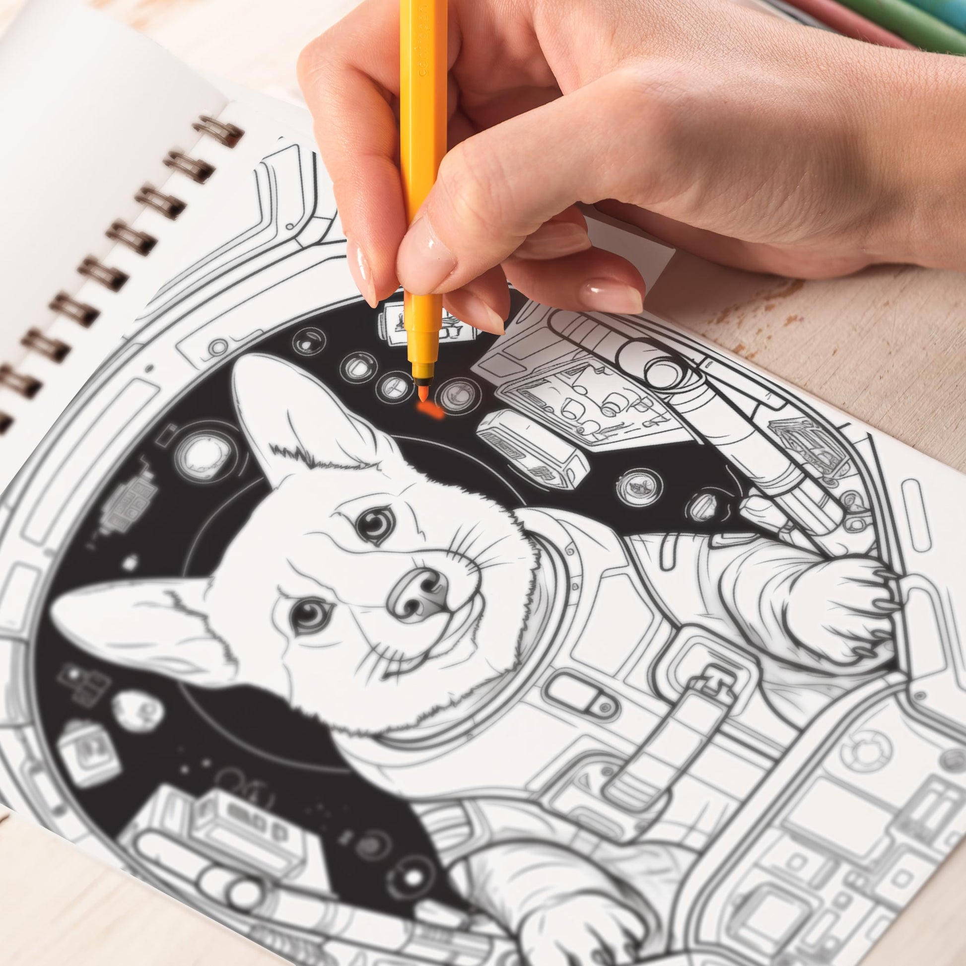 Corgi In Space Coloring Book