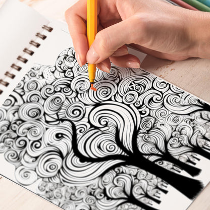 Abstract Trees Spiral Coloring Book: 30 Whimsical Abstract Trees Coloring Pages for Art Admirers to Embrace the Quirky Charm and Artistic Vibes