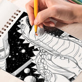 Dino In Space Spiral-Bound Coloring Book: 30 Mesmerizing Dino in Space Coloring Designs 