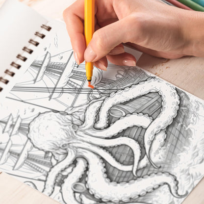 Sea Monster Coloring Book: Explore 30 Mythical Coloring Pages, Depicting Majestic Sea Monsters from Ancient Folklore and Maritime Tales