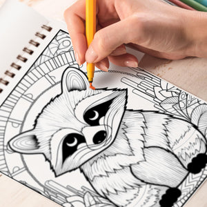 Mandala Raccoons Coloring Book