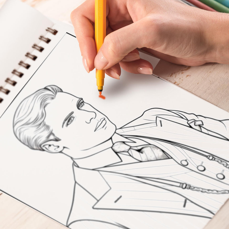 Handsome 30s Elegance Spiral Bound Coloring Book: 30 Enchanting Coloring Pages, Unleashing Your Creativity in the World of Handsome 30s Elegance