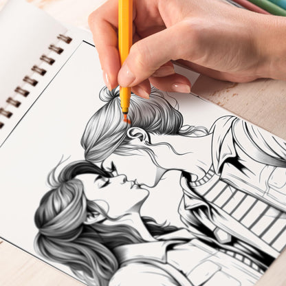 Lesbian Couples Spiral Bound Coloring Book: 30 Captivating Coloring Scenes of Adoring Lesbian Couples