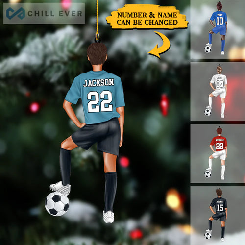 Personalized soccer player Christmas Ornament, Custom Shape Ornament Decor CTH01