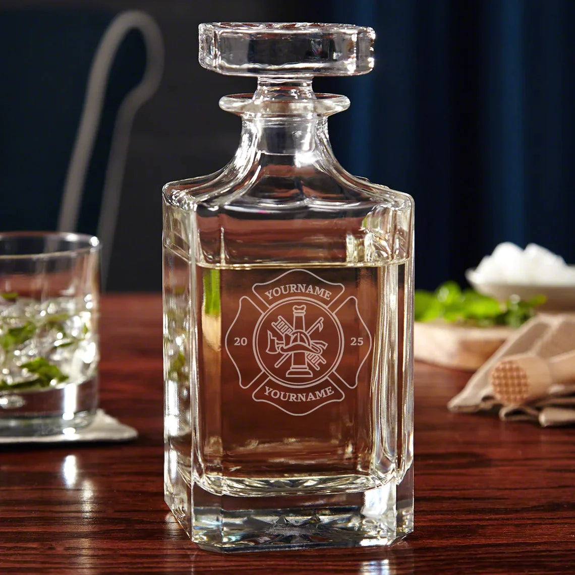 Personalised Decanter set, Gift for Firefighter