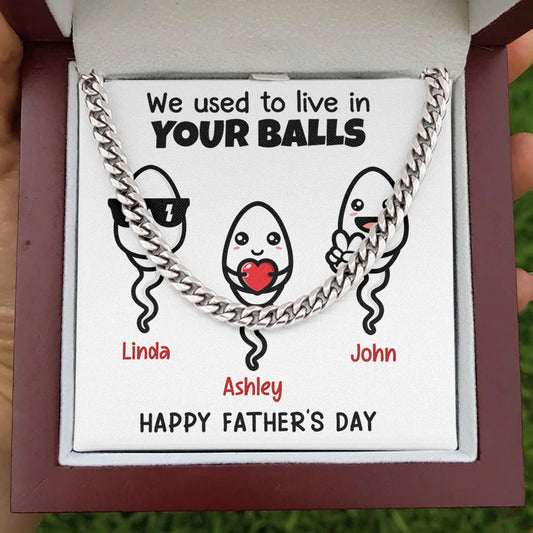 Dad Father Necklace Gift - Little Cute Kids Happy Father's Day Personalized Cuban Link Chain Necklace LX111A
