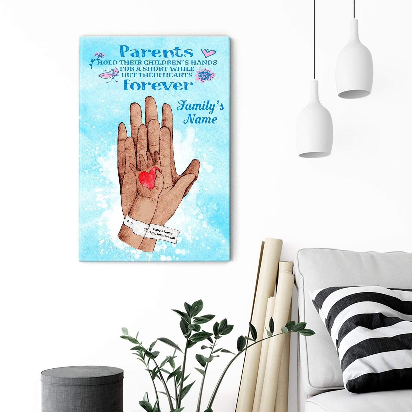 Parent Hold Their Children;s Hand For A Short While But Their Hearts Forever Canvas