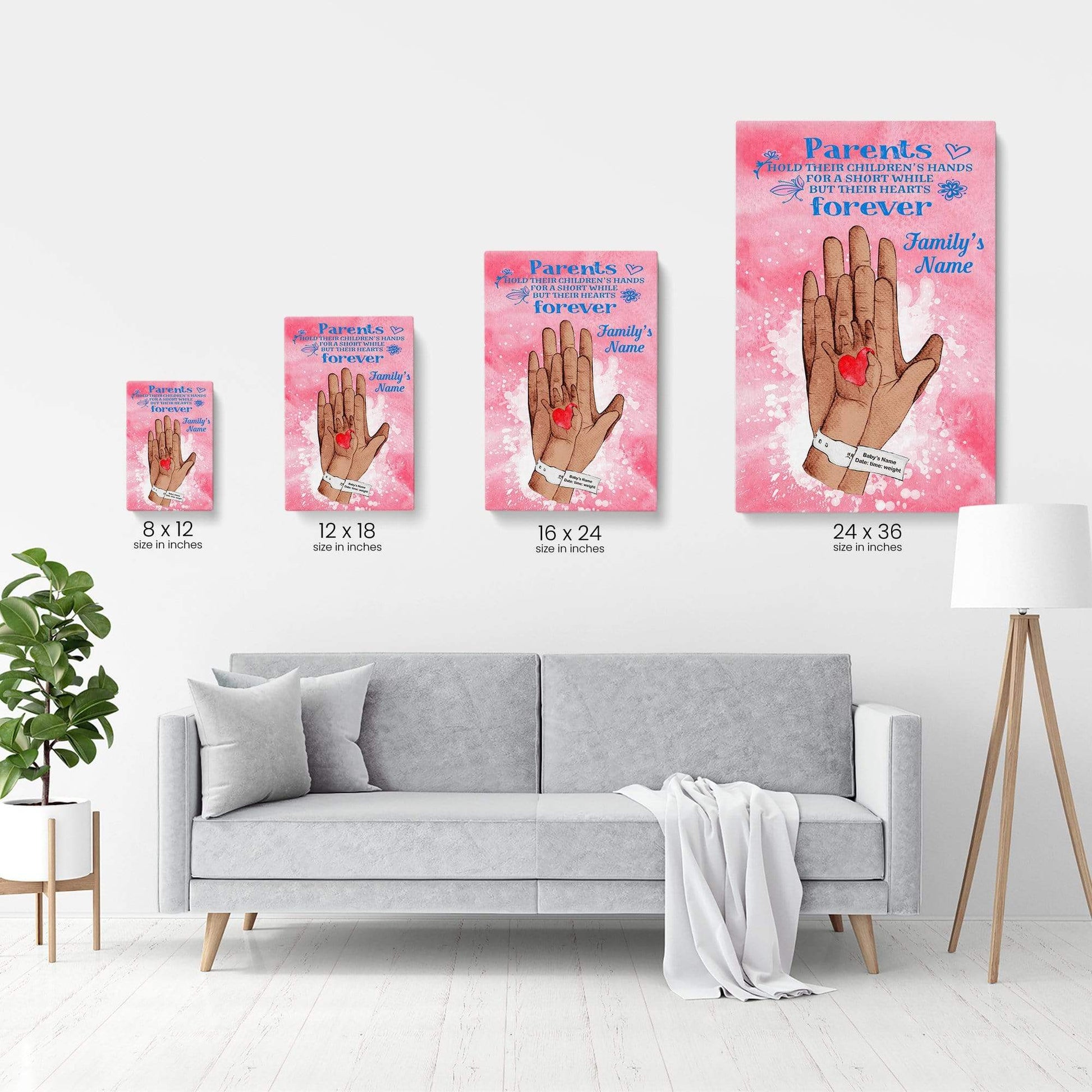 Parent Hold Their Children;s Hand For A Short While But Their Hearts Forever Canvas