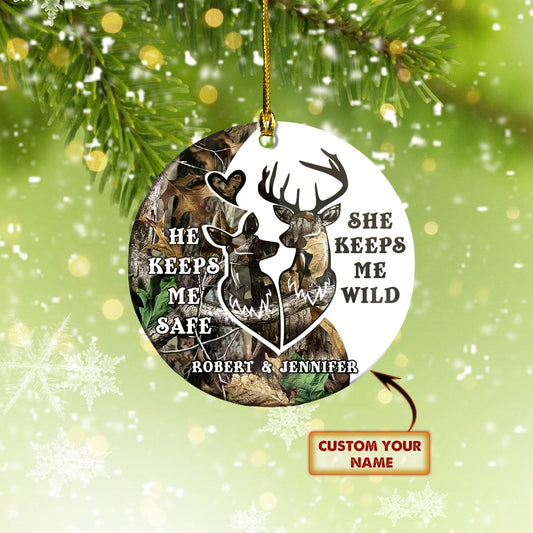 Deer - Couple- Custom Ornament - Loop- T2k- 452 Car Ornament