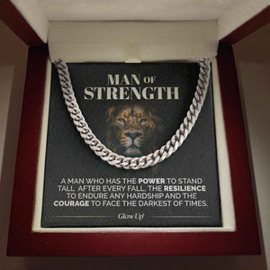 Pamaheart- Man Of Strength - Stand Tall - Cuban Link Chain Necklace, Gift For Man, Husband, Gift For Birthday, Christmas