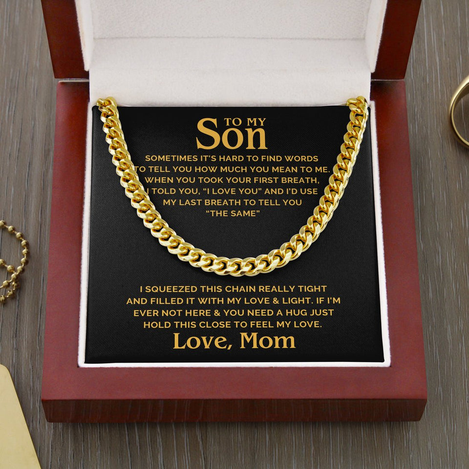 Son Cuban Link Chain If You Need a Hug Just Hold This Close To Feel My Love. Love, Mom Necklace