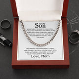 Son Cuban Link Chain Love & Light Hug & Hold Necklace from Mom