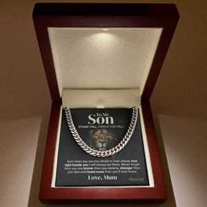 Pamaheart- To my Son - Stand tall from Mum - Cuban Link Chain, Gift For Man, Husband, Gift For Birthday, Christmas