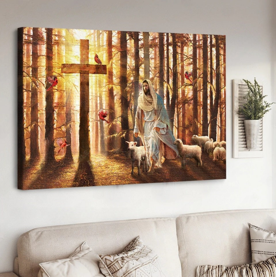 Magic forest, Walking with Jesus, Infinite halo, Lamb of God - Matte Canvas