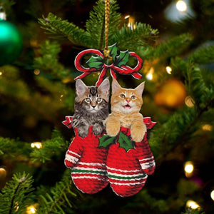 Maine Coon Inside Your Gloves Christmas Holiday-Two Sided Ornament, Christmas Ornament, Car Ornament