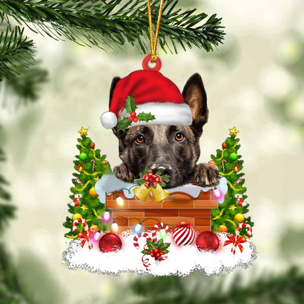 Malinois In The Chimney Hanging Ornament Dog Christmas Ornament