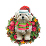 Godmerch- Ornament- Maltese Christmas Ornament, Happy Christmas Ornament, Car Ornament