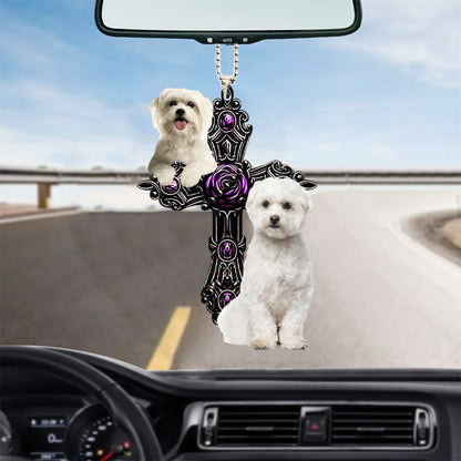 Maltese Pray For God Car Hanging Ornament Dog Pray For God Ornament Godmerch