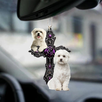 Maltese Pray For God Car Hanging Ornament Dog Pray For God Ornament Godmerch