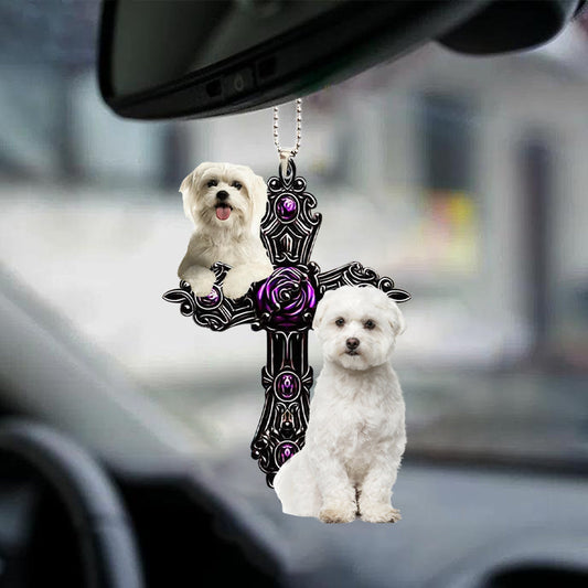 Maltese Pray For God Car Hanging Ornament Dog Pray For God Ornament Godmerch
