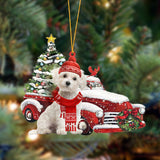 Godmerch- Ornament- Maltese-Christmas Car Two Sided Ornament, Happy Christmas Ornament, Car Ornament