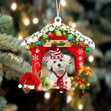 Godmerch- Ornament- Maltese-Christmas House Two Sided Ornament, Happy Christmas Ornament, Car Ornament
