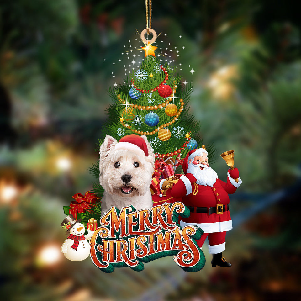 Godmerch- Ornament- Maltese 2-Christmas Tree&Dog Hanging Ornament, Happy Christmas Ornament, Car Ornament