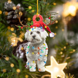 Godmerch- Ornament- Maltese Christmas Shape Ornament, Happy Christmas Ornament, Car Ornament