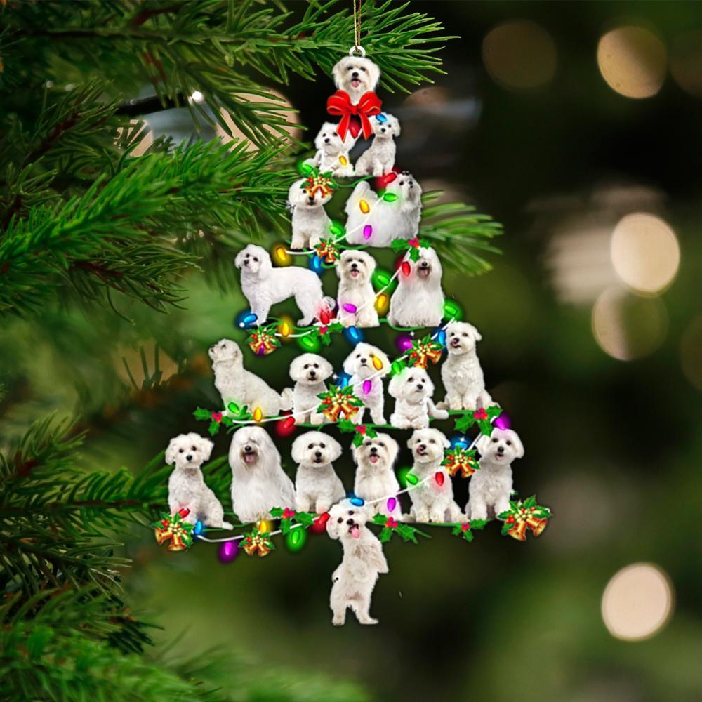 Maltese-Christmas Tree Lights-Two Sided Ornament