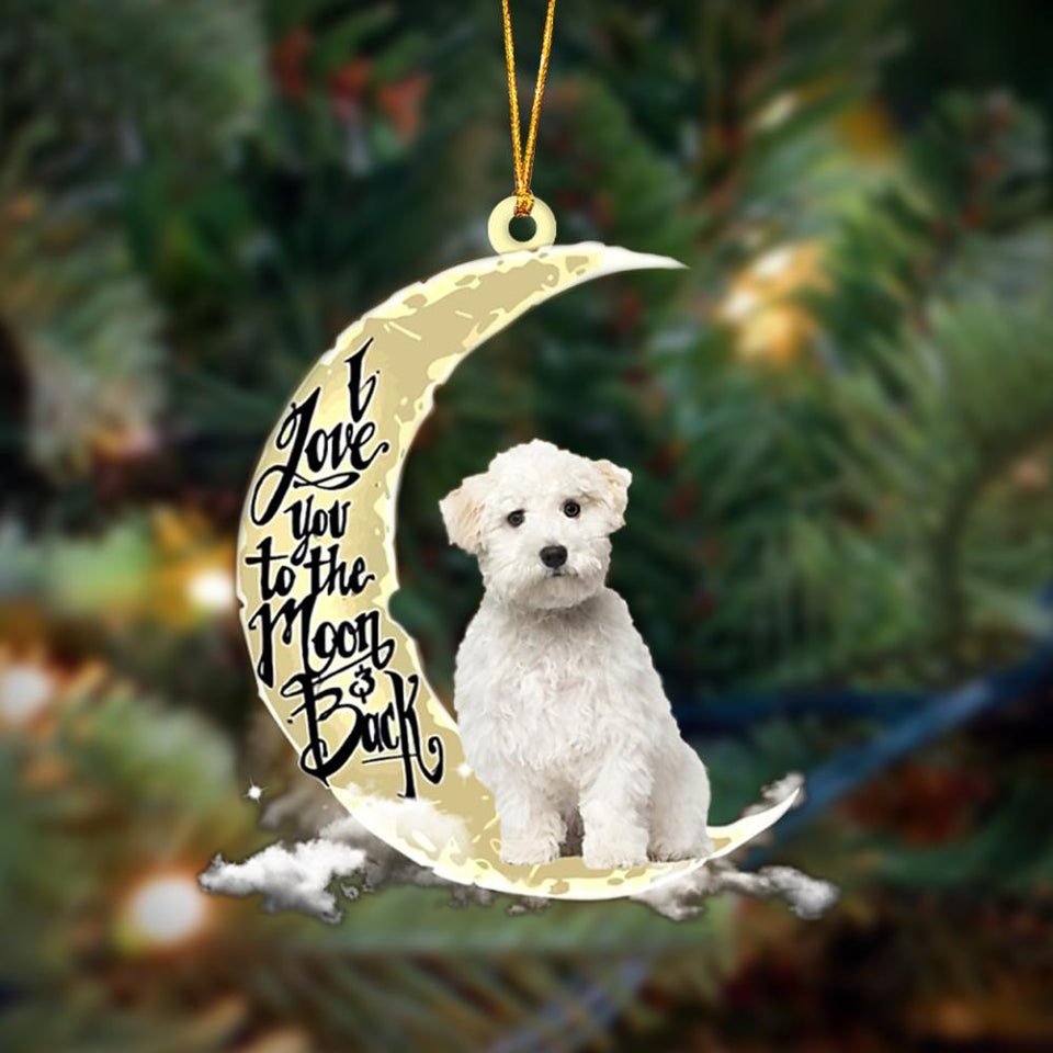Godmerch- Maltese I Love You To The Moon And Back Hanging Ornament Dog Ornament, Car Ornament, Christmas Ornament