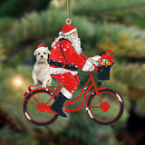 Santa Claus Riding A Bike With Maltese (5)-Two Sided Ornament