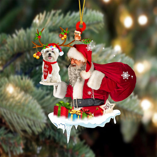 Maltese And Santa Claus Christmas Ornament Godmerch