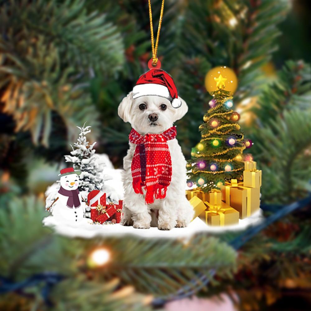 Godmerch- Ornament- Maltese Christmas Ornament Dog Ornament, Car Ornament, Christmas Ornament