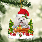 Maltese In The Chimney Hanging Ornament Dog Christmas Ornament