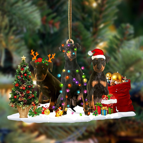Ornament- Manchester Terrier-Christmas Dog Friends Hanging Ornament, Happy Christmas Ornament, Car Ornament