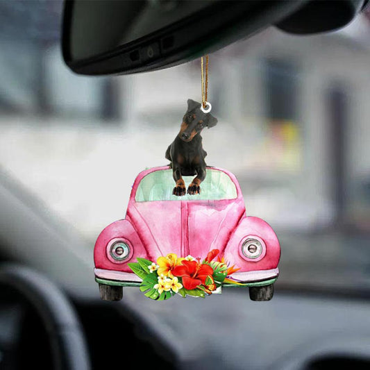 Manchester Terrier-Pink Hippie Car-Two Sided Ornament