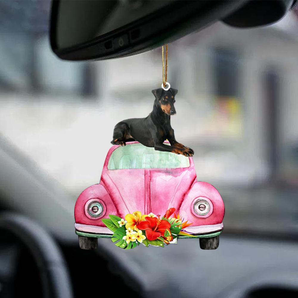 Manchester Terrier 2-Pink Hippie Car-Two Sided Ornament