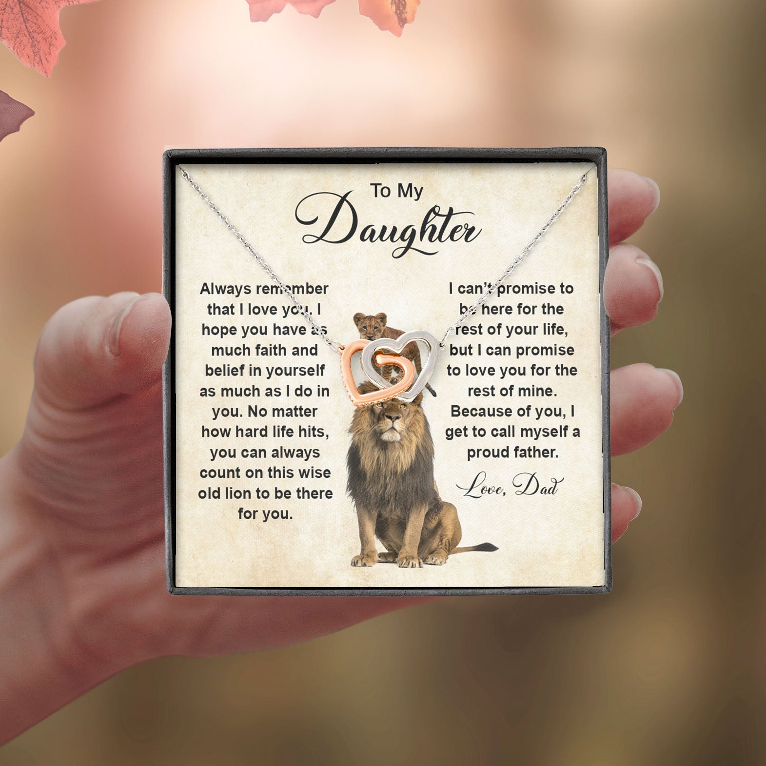 To My daughter From Dad | Always Remember | Interlocking Hearts Necklace