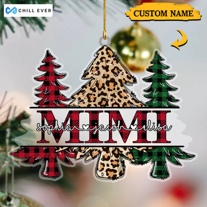 Merry Christmas Trees Grandma And Kids Acrylic Ornament CTH01
