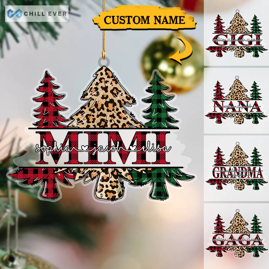 Merry Christmas Trees Grandma And Kids Acrylic Ornament CTH01