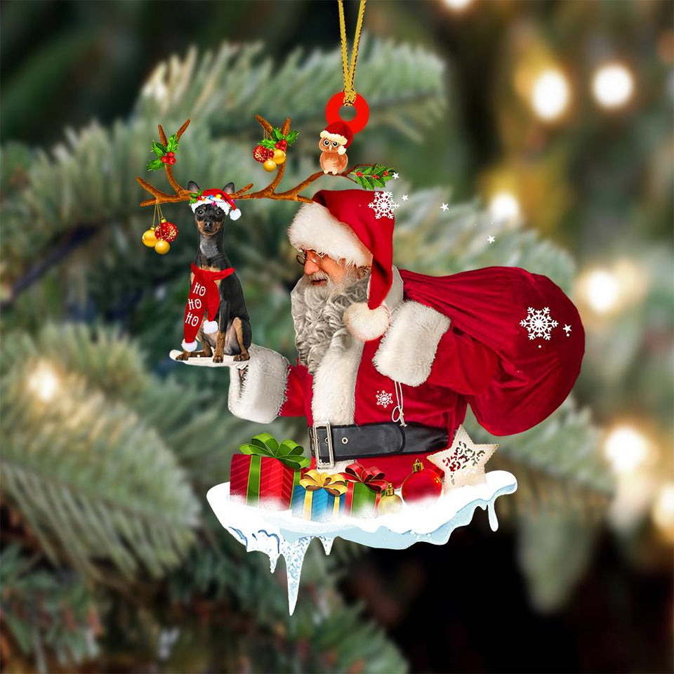 Miniature Pinscher And Santa Claus Christmas Ornament Godmerch