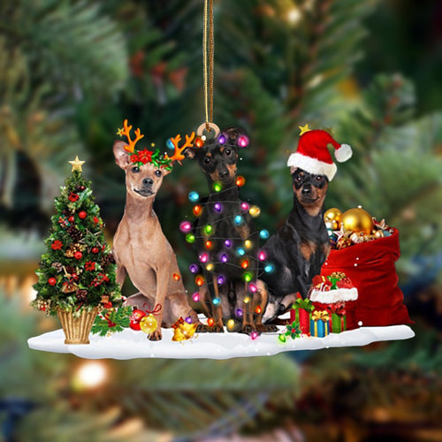 Ornament- Miniature Pinscher-Christmas Dog Friends Hanging Ornament, Happy Christmas Ornament, Car Ornament