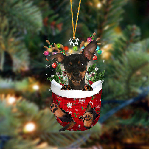 Ornament- Miniature Pinscher-In Christmas Pocket Two Sides Ornament, Happy Christmas Ornament, Car Ornament