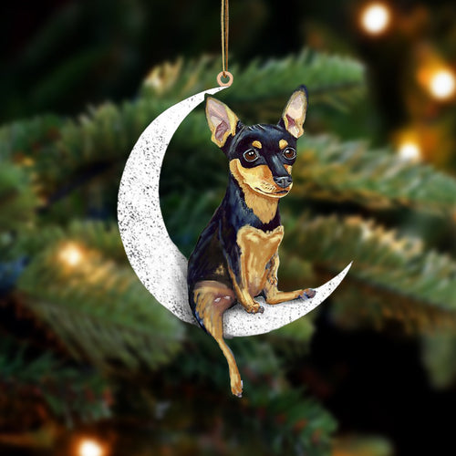 Miniature Pinscher Sit On The Moon Two Sided Ornament Dog Hanging Christmas Ornament