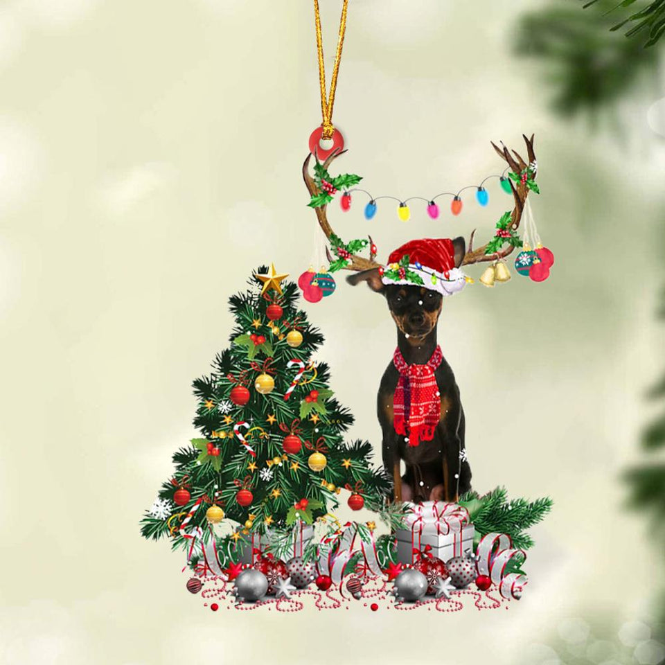 Ornament- Miniature Pinscher 2-Christmas Tree Gift Hanging Ornament, Happy Christmas Ornament, Car Ornament